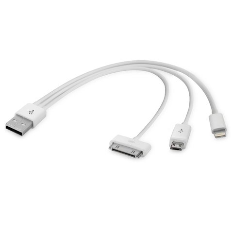 Универсальный USB кабель, для зарядки телефона, 3 в 1, тип 1, USB тип A, micro USB тип B, Lightning, 30 pin для Apple