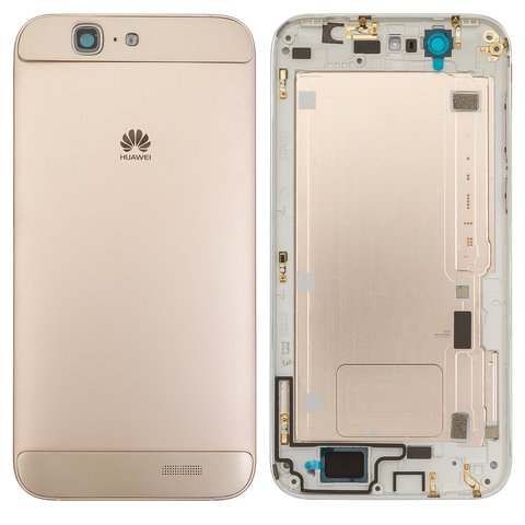 Задня панель корпуса для Huawei Ascend G7, золотиста, з боковою кнопкою, без лотка SIM карти
