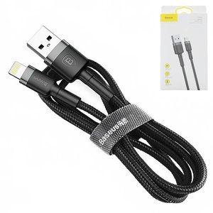 USB кабель Baseus Cafule, USB тип A, Lightning, 100 см, 2,4 А, черный, в нейлоновой оплетке, #CALKLF BG1