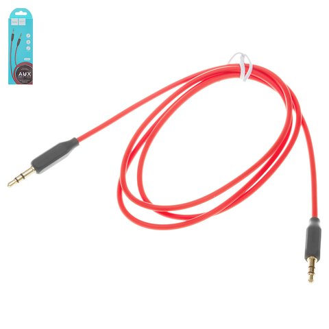 AUX кабель Hoco UPA11, TRS 3.5 мм, 100 см, червоний, силіконовий, TRS 3,5 мм до TRS 3,5 мм, #6957531079309