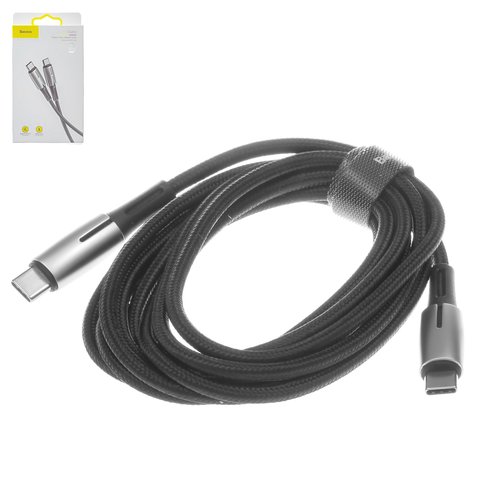 USB кабель Baseus Water Drop Shaped Lamp, 2xUSB тип C, 200 см, 60 Вт, 3 A, чорний, #CATSD K01
