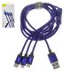 USB кабель Baseus Data Faction, USB тип-C, USB тип-A, micro-USB тип-B, Lightning, 120 см, 3,5 А, синій, в нейлоновому обплетенні, 3 в 1, #CAMLT-PY03