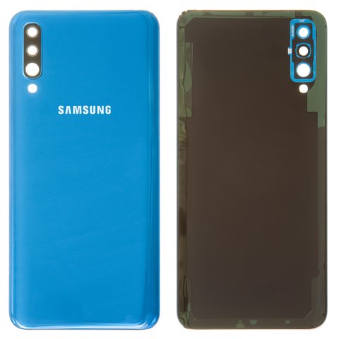 Задня панель корпуса для Samsung A505F DS Galaxy A50, синя, із склом камери