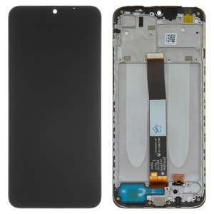 Дисплей для Xiaomi Redmi 9A, Redmi 9AT, Redmi 9C, чорний, з рамкою, Оригінал переклеєне скло , M2006C3LG, M2006C3LI, M2006C3LC, M2006C3MG, M2006C3MT