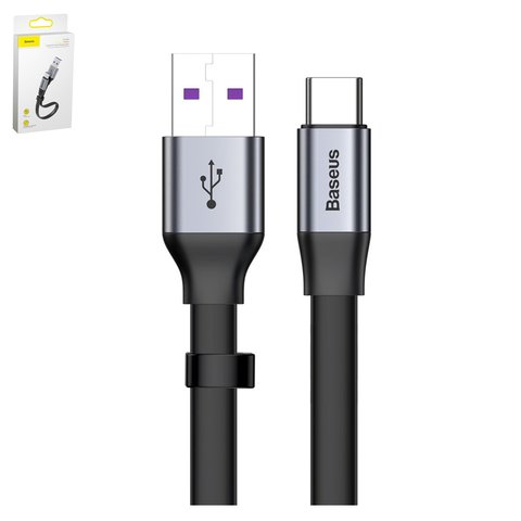 USB кабель Baseus Simple HW, USB тип C, USB тип A, 23 см, 40 Вт, чорний, сірий, # CATMBJ BG1