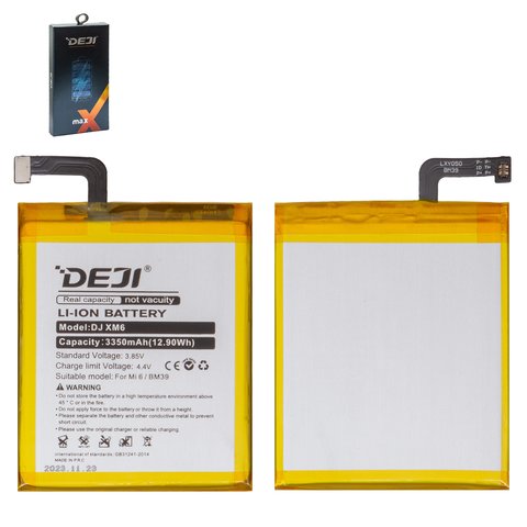 Акумулятор Deji BM39 для Xiaomi Mi 6, Li ion, 3,85 B, 3350 мАг