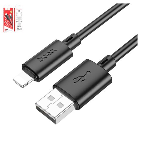 USB кабель Hoco X88, USB тип A, Lightning, 100 см, 2,4 А, чорний, #6931474783301