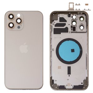 Корпус для iPhone 12 Pro Max, золотистий, з тримачем SIM карти, з боковими кнопками, gold
