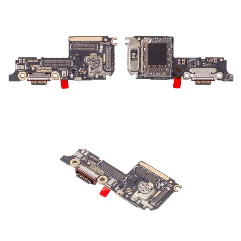 Шлейф для Xiaomi 15, коннектора зарядки, с микрофоном, с компонентами, Original PRC , плата зарядки