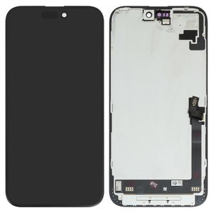 Дисплей для iPhone 16 Plus, черный, с рамкой, Оригинал переклеено стекло 