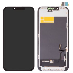 Дисплей для iPhone 13, черный, с рамкой, High Copy, без микросхемы, OLED , SL OEM hard