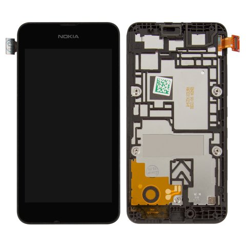 LCD compatible with Nokia 530 Lumia, black, with frame 