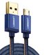 USB Cable UGREEN, (USB type-A, micro USB type-B, 100 cm, 2 A, dark blue, denim) #6957303843978