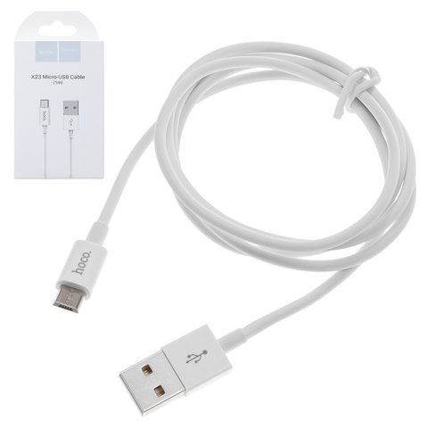 USB Cable Hoco X23, USB type A, micro USB type B, 100 cm, 2 A, white  #6957531072850