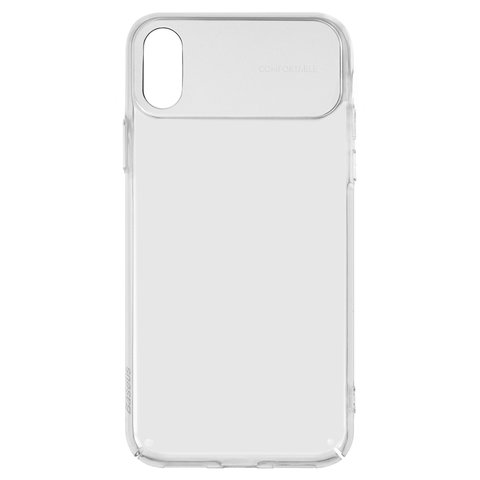 Чехол Baseus для iPhone X, iPhone XS, белый, со вставкой из PU кожи, прозрачный, пластик, PU кожа, #WIAPIPH58 SS02