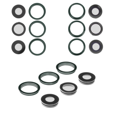 Camera Lens compatible with iPhone 11 Pro, green, with frames, set 6 pcs., matte midnight green 