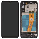 LCD compatible with Samsung A042 Galaxy A04e, (black, with frame, original (change glass) )