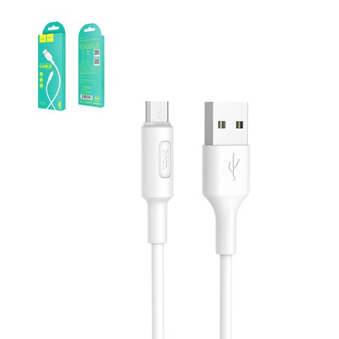 USB дата кабель Hoco X25, USB тип A, micro USB тип B, 100 см, 2 А, білий