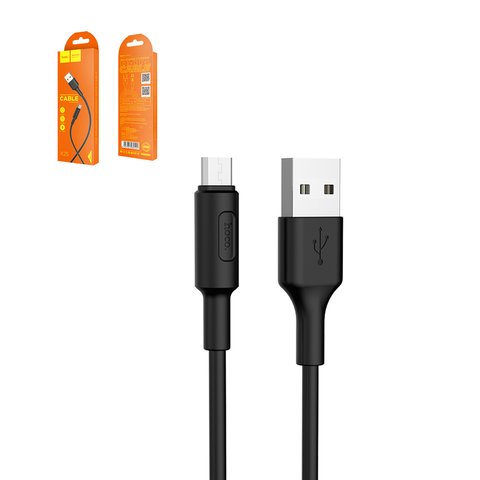 USB дата кабель Hoco X25, USB тип A, micro USB тип B, 100 см, 2 А, чорний
