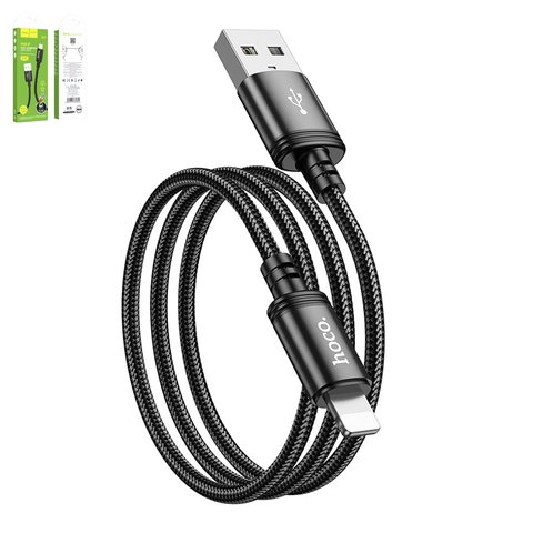 USB дата кабель Hoco X89, USB тип A, Lightning, 100 см, 2,4 А, черный