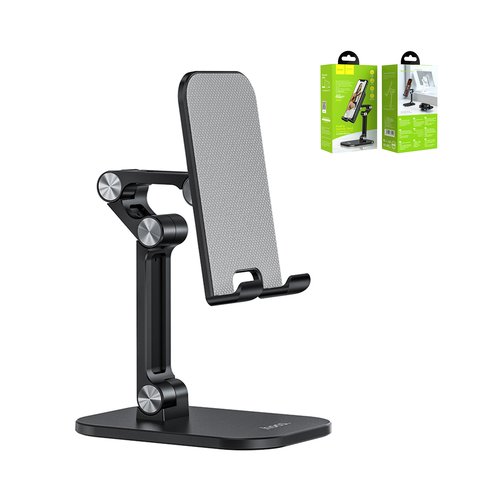 Holder Hoco PH34, black, portable, folded, desktop, plastic #6931474734129