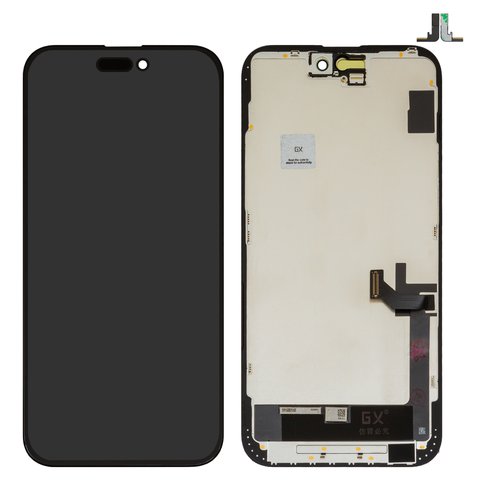 LCD compatible with iPhone 15 Plus, black, with frame, HC, OLED , GX OEM hard 