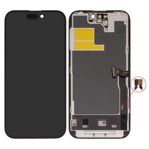 LCD compatible with iPhone 14 Pro, black, with frame, HC, without IC, AMOLED , GX OEM soft, 120Hz 