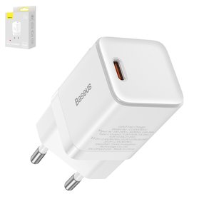 Adaptador de red Baseus GaN3, 30 W, Quick Charge, blanco, 1 puerto, #CCGN010102