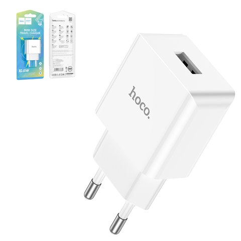 Adaptador de red Hoco C106A, 10.5 W, blanco, 1 puerto, #6931474783882
