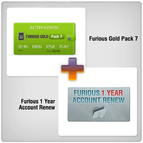 Продовження доступу в зону підтримки Furious на 1 рік + Furious Gold Pack 7