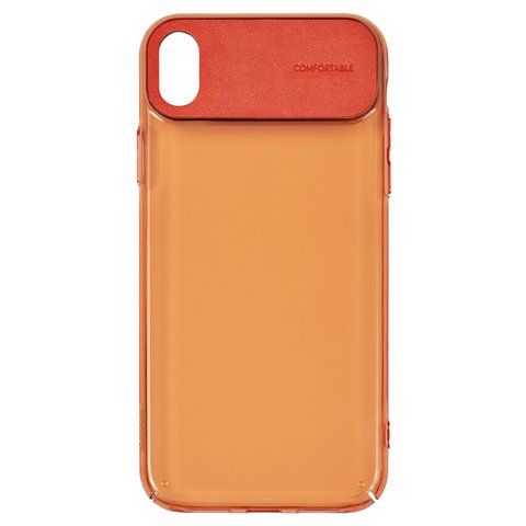Чохол Baseus для iPhone XR, помаранчевий, прозорий, зі вставкою із PU шкіри, пластик, PU шкіра, #WIAPIPH61 SS07