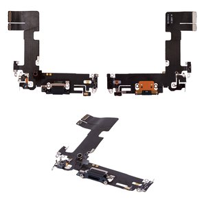 Шлейф для iPhone 13, конектора зарядки, чорний, з мікрофоном, з конектором, Original PRC , Lightning