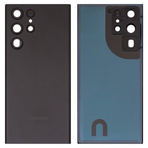 Задня панель корпуса для Samsung S908B Galaxy S22 Ultra 5G, чорна, із склом камери