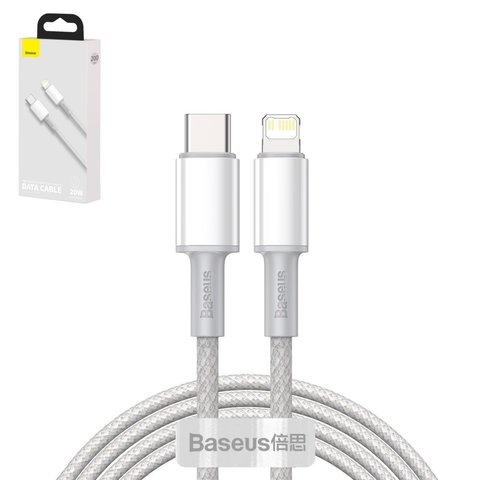 USB кабель Baseus High Density Braided, USB тип C, Lightning, 200 см, 20 Вт, белый, #CATLGD A02