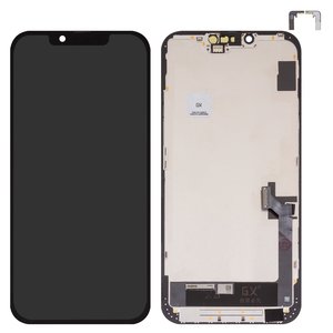 Дисплей для iPhone 14 Plus, чорний, з рамкою, High Copy, без мікросхеми, OLED , GX OEM hard