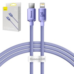 USB кабель Baseus Crystal Shine Series, USB тип C, Lightning, 120 см, 20 Вт, фиолетовый, в нейлоновой оплетке, #CAJY000205