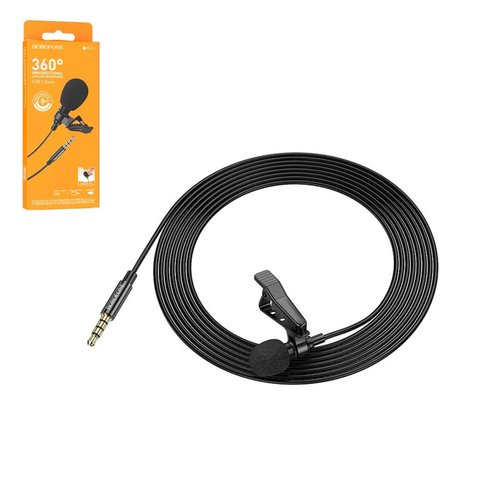 Мікрофон петличний Borofone BFK11, з кліпсою, TRRS 3.5 мм, 2 м, 360°, #6941991106668