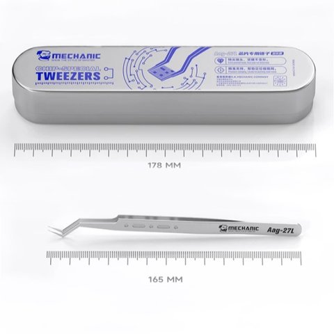 Пинцет монтажный Mechanic Aag 27L, изогнутый, 140 мм